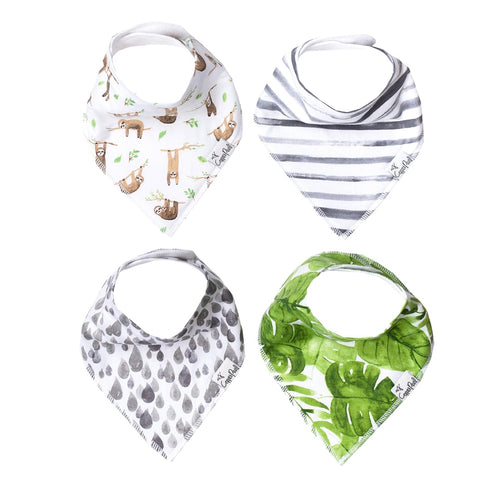 Copper Pearl 4 Pack Soft Cotton Baby Bibs for Drooling and Teething, Adjustable for Newborns to Toddlers, Noah