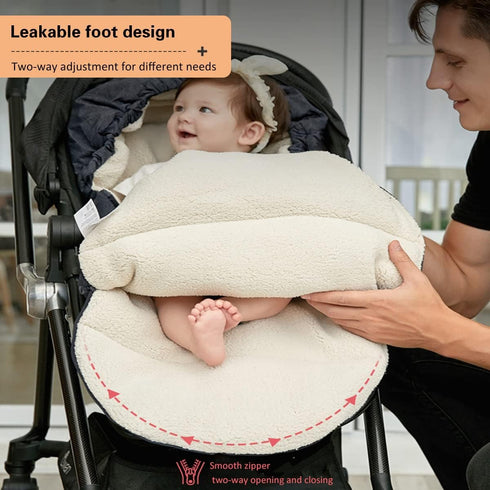 Waterproof & Thicken Universal Footmuff for Stroller, Bunting Bag for Winter Stroller Cover (0-3 Years)