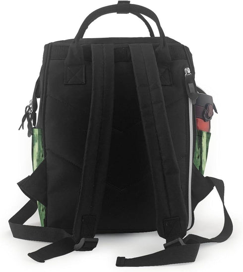 Nevjipu Backpack Mommy Backpack, Baby Doll Diaper Bag - Splash Green Vertical Stripes Print Bag, Fashion Tactical