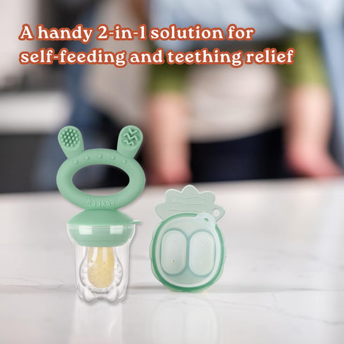 1 Haakaa Freeze-N-Feed Mini Combo with Silicone Food Feeder & Silicone Mini Nibble Tray|Baby Solid Food Self