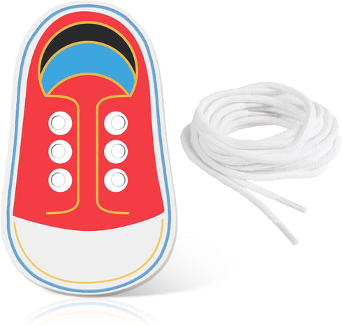 FLATRI Wooden Red Shoe Tying Practice for Kids, How to Tie Your Shoes