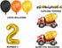 Construction 2nd Birthday Party Supplies, Dump Truck Decorations Kits Set for Kids Two Years Old with Cake Toppers,