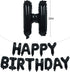 TONIFUL Black Happy Birthday Balloons Banner, 16 Inch Mylar Foil Letters, Reusable Birthday Sign for Kids & Adults