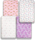 Jola's House 4 Pack Set Soft Baby Girl Crib Sheets for Standard Crib Mattress Unicron Rainbow Heart Cute Neutral