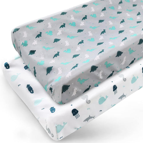 Changing Pad Cover for Boys Girls 2 Pack, Comfy & Breathable Changing Table Cover for 32''x16" Diaper Changing Pads
