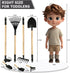 7PCS Kids Gardening Tools, Long Shovel, Rake for Leaves, Spade, Hoe, Steel Heads & Real Wood Handle, Yard Tools