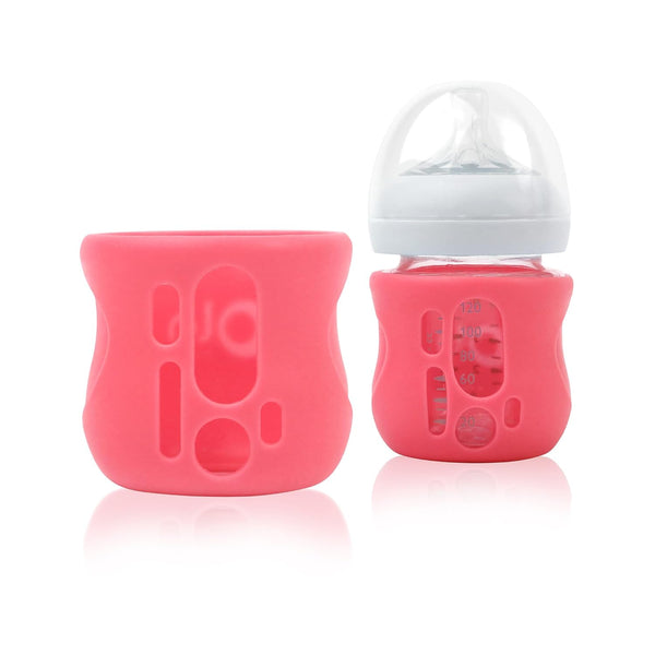 Olababy Silicone Sleeve for Avent Natural Glass Baby Bottles, 4 oz, Pink