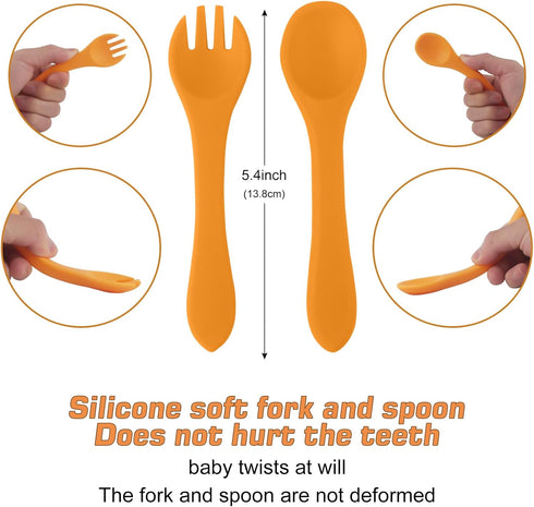 Powerful Suction Plates for Baby and Toddler, Divided Plate, Thanksgiving Plates with Fork & Spoon, Duck Baby Plate,