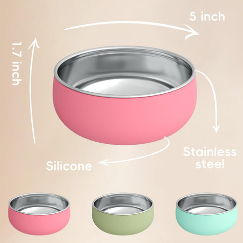 3 Pack, 5 Bella's Friends Stainless Steel Baby Bowls with Silicone Sleeve for Toddlers Kids Feeding, Non-Slip