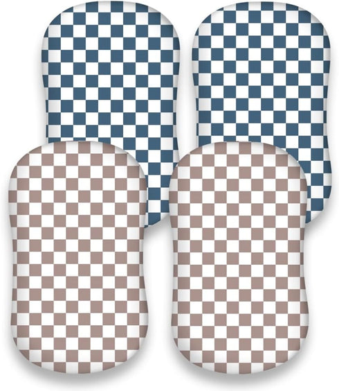 FIGEPO 4 Pack Checkered Bassinet Sheets Neutral Breathable Fitted Baby Sheets Nursery Sheets for Baby Boys or Girls