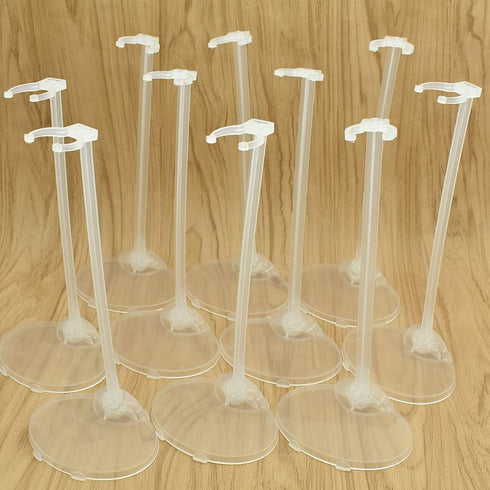 10pcs Mini Display Holder Stands for Dolls - Clear Support Stands