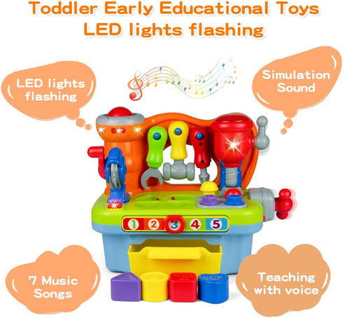 Woby Multifunctional Musical Learning Tool Workbench Toy Set for Kids with Shape Sorter Tools