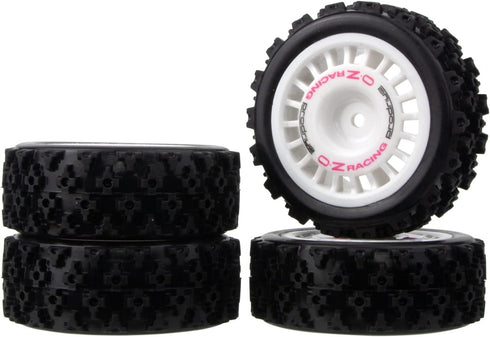 1/10 RC Rally Car Wheels Rims & Rubber Tires 12mm Hex Drive Hub for Tamiya TT-01 TT-02