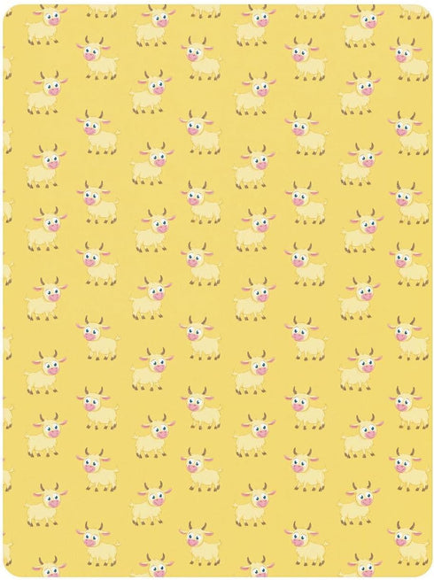 miaozhen 1 Pack 52x28 Cotton Crib Sheets for Baby Boys Girls Soft Comfy Anime Goat Pastel Yellow Children Crib Sheet