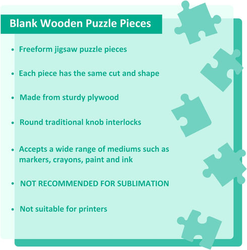 300 Piece Blank Wooden Puzzle Pieces - Unfinished Freeform Jigsaw for Crafts & DIY, 1.4x1 Inches
