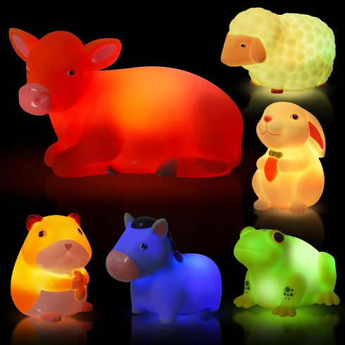 Bath Toys for Toddlers 1-3: 6 PCS Light-Up Farm Animal Bath Toy