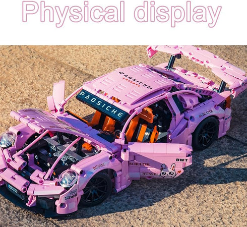 Pink Technic Super Sports Car Building Block Model, 1288pcs, 1:14, Adult Collector Car Model