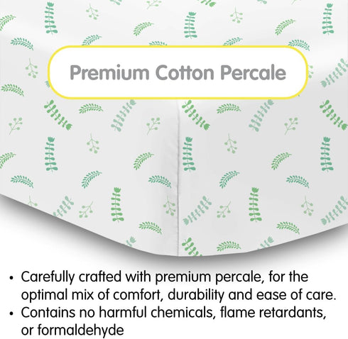 52" 28"/132 71 cm (2-Pack) BreathableBaby Cotton Percale Fitted Sheet, for x x Crib & Toddler Bed Mattress, Botanical