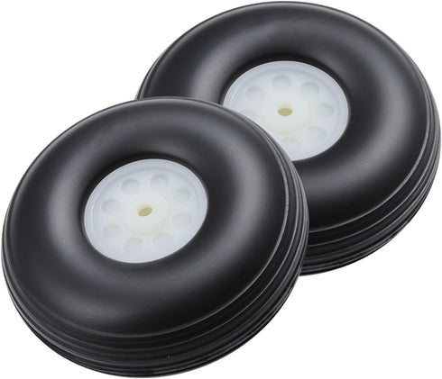 2.5" Rubber RC Airplane Tire and Wheel Sets, 2PCS Plastic Hub for RC Model Aircraft
