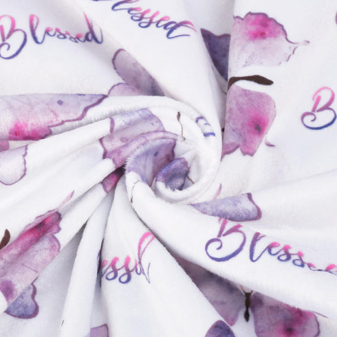 BORITAR Baby Blanket for Girls, Soft Plush Minky Fabric, Double Layer Dotted Backing with Elegant Purple Butterfly (30