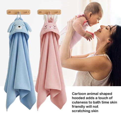 Made by Kalos Set (2pcs, Kalos Baby Towel with Hood for Girls, Boys - Soft, Absorbent, Cotton Blend Hooded Baby Towels