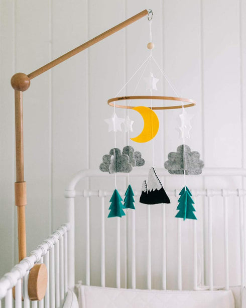 Baby Crib Mobile, Starry Woodland Night, Mint - Nursery Decoration Crib Mobile for Boys and Girls