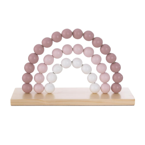 NoJo Little Love Rainbow Shelfie Pink and Ivory Natural Wood Bead Nursery