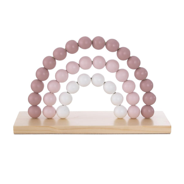 NoJo Little Love Rainbow Shelfie Pink and Ivory Natural Wood Bead Nursery