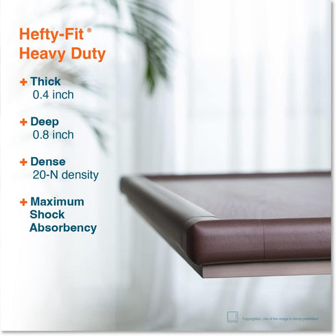 Roving Cove HeftyFit Corner Protector for Baby - 8 Large Corners, Heavy-Duty Soft Rubber Foam Bumper Guards, Coffee