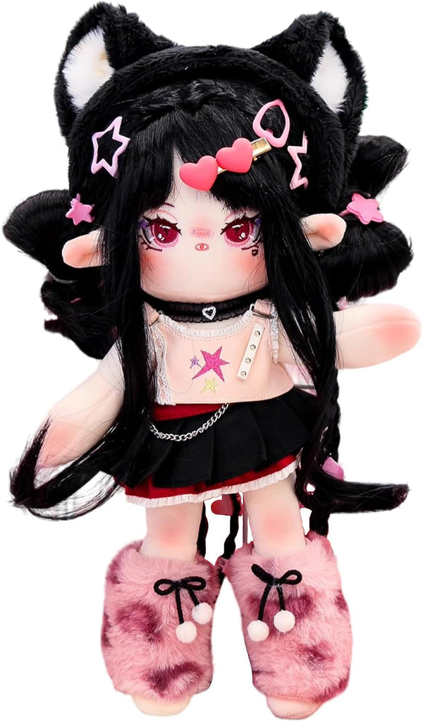 CALEMBOU 30 cm Plush Doll with Skeleton, Soft Anime Dress Up Doll, Kawaii Stuffed Toy Gift with Doll Clothes