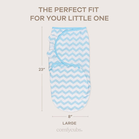 3 Pack 100% 3-6 Comfy Cubs Easy Swaddle Blanket, - Cotton Newborn Wrap, Large for Months Infants, Breathable