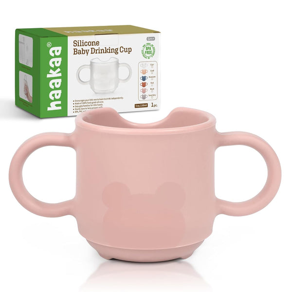 haakaa Silicone Toddler Cups, BPA Free Drop-Proof Training Cups for Baby 6 Months+, 5 Ounce in Blush