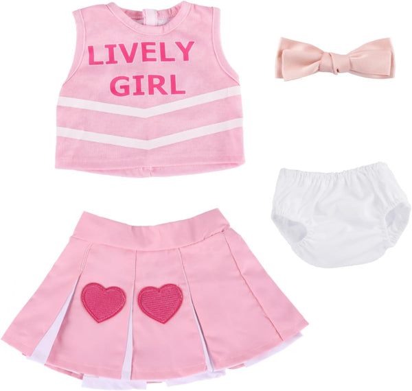 BABESIDE 4 Pcs Reborn Baby Doll Clothes Set for 17-22 Inch Dolls with Heart Pattern Accessories
