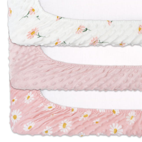 The Peanutshell Baby Changing Pad Covers Girl, Minky Changing Table Sheets for Girls, Pink Floral Nursery Decor, Boho