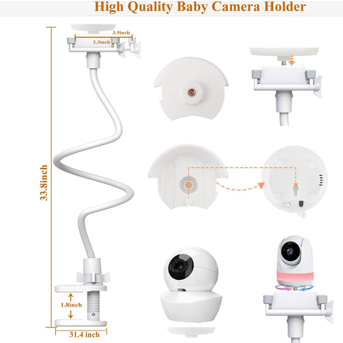 Derebir S2/ V43 /V24 1/4 Baby Monitor Mount Stand Compatible with Babysense Max View HD Camera Flexible Clip Clamp
