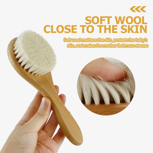 Essential Newborn Hair Care Kit - Wool Brush and Wooden Comb