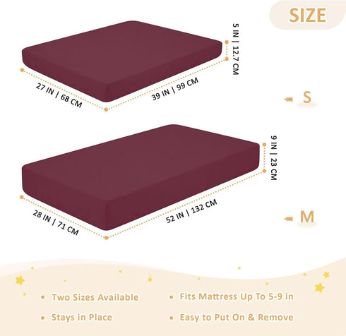 CZXW 52" 28" Wine Red Crib Sheets Fitted x Natural Cotton Soft & Breathable for Baby Crib Mattress
