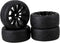 Mxfans 4 Pieces RC1:10 Rubber Tyres with Plastic Rims - Black Kit for On Road Car