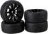 Mxfans 4 Pieces RC1:10 Rubber Tyres with Plastic Rims - Black Kit for On Road Car