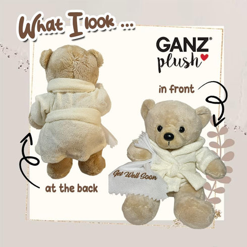 Get Well Soon Bear in Cream Robe with Blanket, Soft Plush Bear Gifts for Women, Men, Kids, Girls