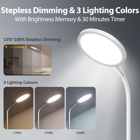 G Keni Cordless Desk Lamp with Ultra Bright Night Light and Wireless Charging