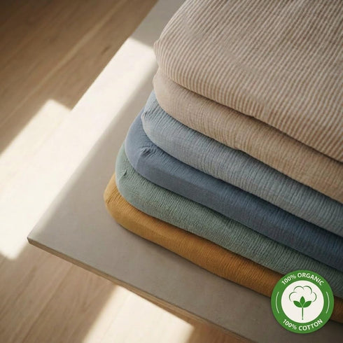 28" 52" 2-Pack Crib Sheets Organic Cotton Muslin Fitted Crib Sheet Standard Size for Baby Boy and Baby Girl x