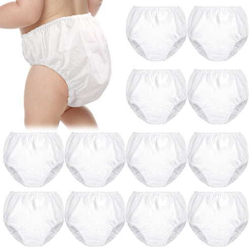 Funtery 12 Packs Waterproof Plastic Pants for Toddlers Reusable Diaper Covers Unisex