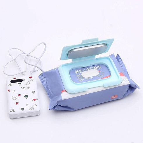 USB Powered Baby Wipe Warmer with Dual Layer Cover - Blue