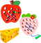 Wooden Lacing Toys for Toddlers - Montessori Educational Learning Fine Motor Skills Travel Toys for Boys Girls Ages 3+