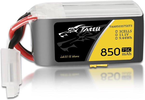 TATTU 11.1V 850mAh 75C 3S LiPo Battery Pack with XT30 Plug for 150 & 180 Size Quadcopters