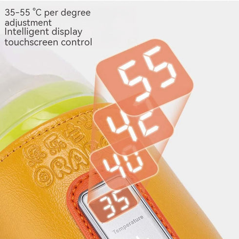 FunnyMommy Portable Bottle Warmer, Baby Milk Heat Keeper with LCD Display, USB Warmer Bottle for Car Travel, Suitable