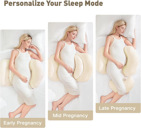 Pregnancy Pillow for Sleeping, Portable Maternity Pillow Double-Side, Belly, Hip, Back Support for Pregnant Women