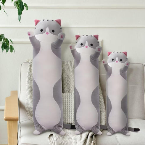 19.7 Inch) Cute Cat Plush Long Body Pillow Soft Cartoon Stuffed Animal Doll, Kawaii Cat Plushie Toy Pillow Gifts