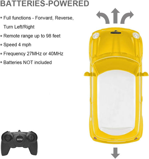 RASTAR Mini Cooper 1:24 RC Car, Yellow Remote Control Toy for Kids